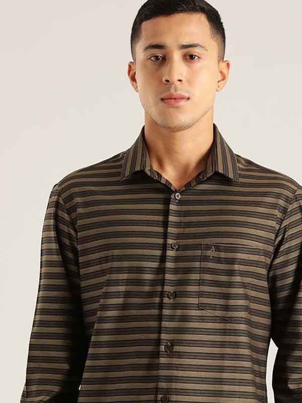 Indian Terrain Men Striped Green Shirt